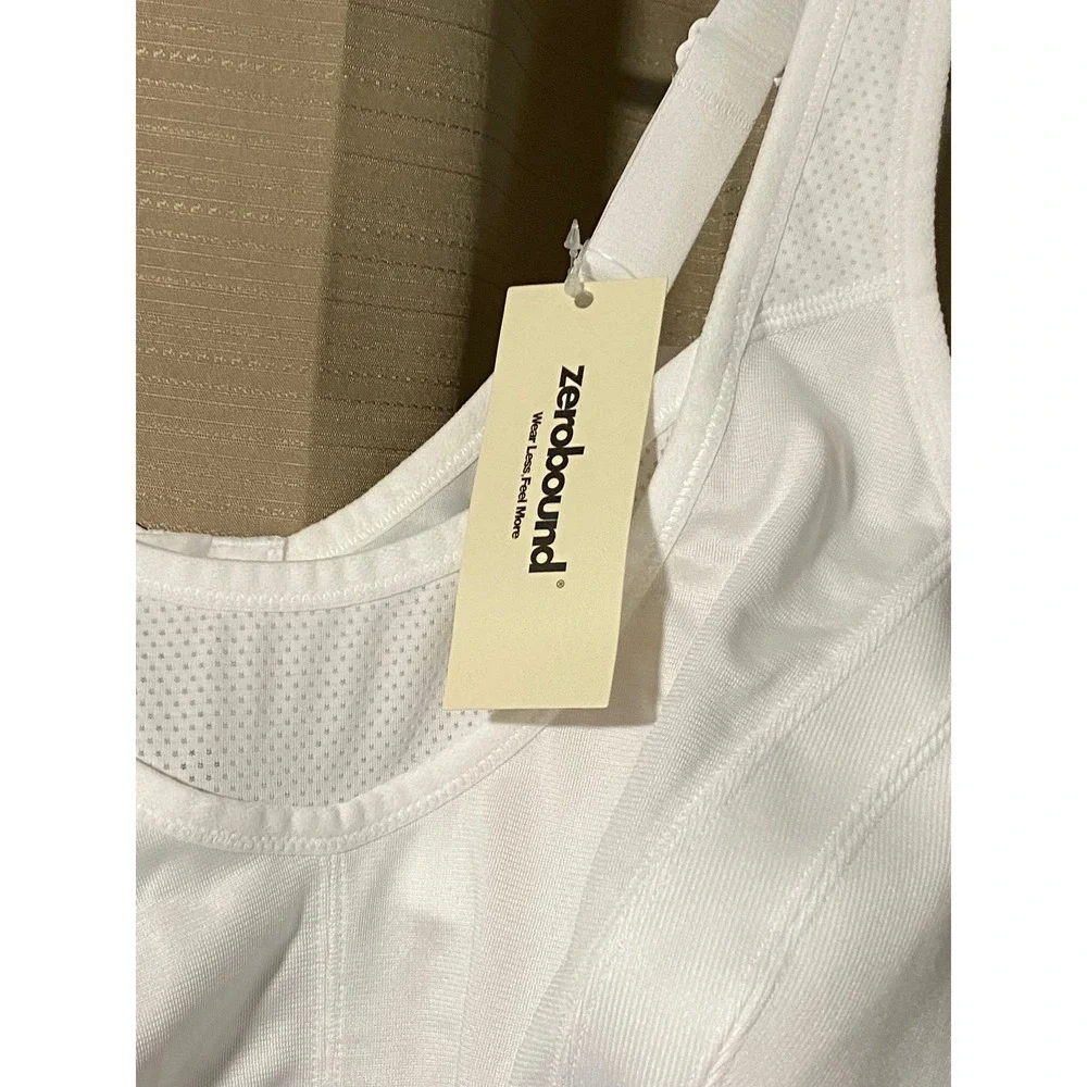 Zerobound White High Impact Sports Bra W252 Mesh Wireless 46DD NEW
